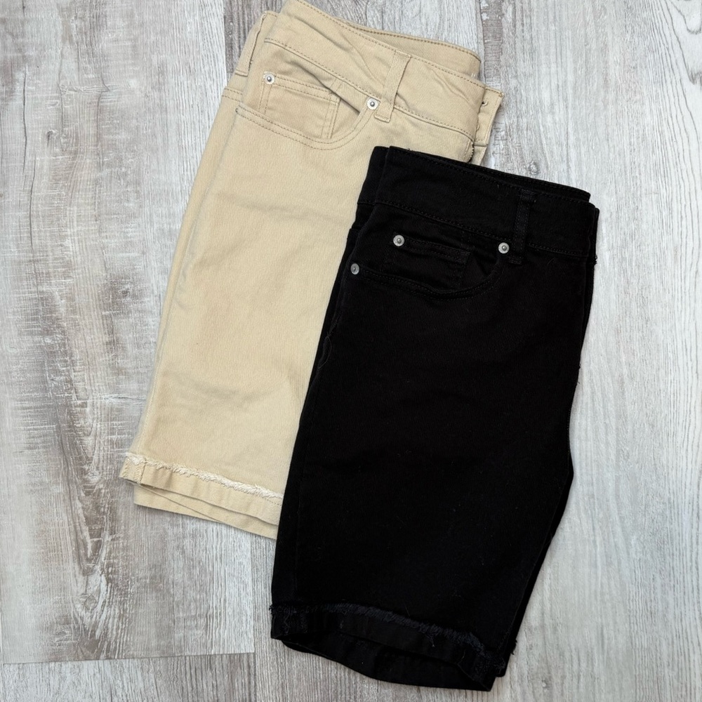 No Boundaries Denim 5 Pocket Shorts Bundle Mid Rise Black Tan Juniors Size 15